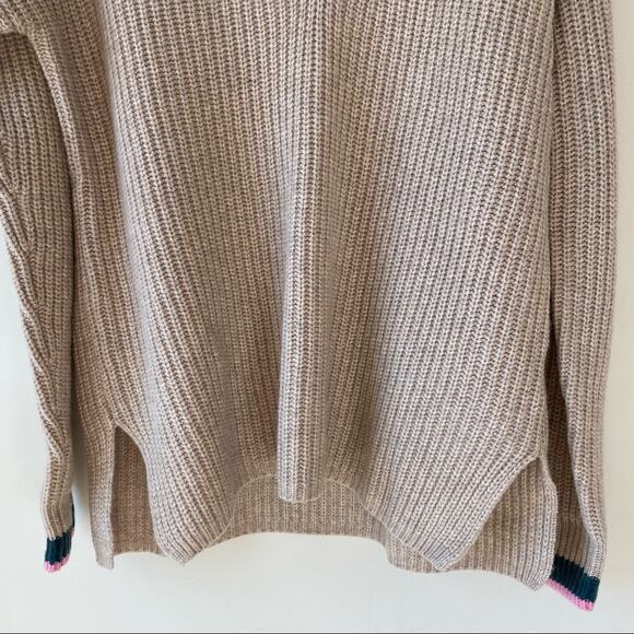 NWT Madewell Oversized Tipped Forrest V-Neck Wool Blend Sweater Tan Size XXS-S - Picture 4 of 12